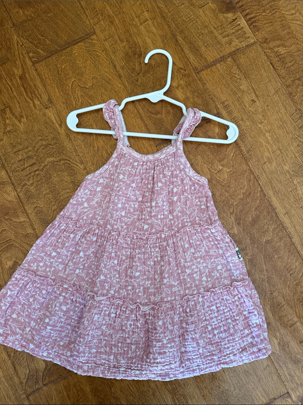 Girls' Pink Floral Tiered Summer Dress